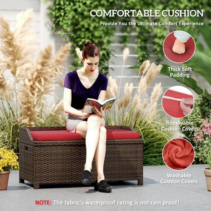 2-in-1 Storage Bench with Plush Cushion, Aluminum Frame & Handles - 40.25" W x 20" D x 20.5" H