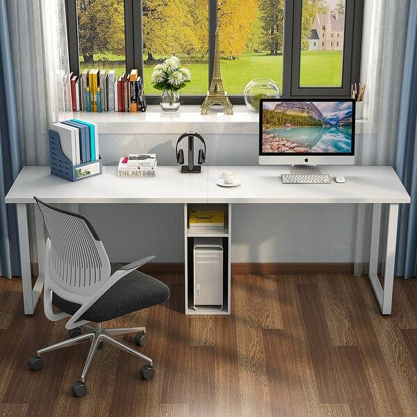 78 Extra Large Double Workstation Computer Desk For Two Person Simple Modern Style Office Desk With Storage And Cabinet Overstock 22633355