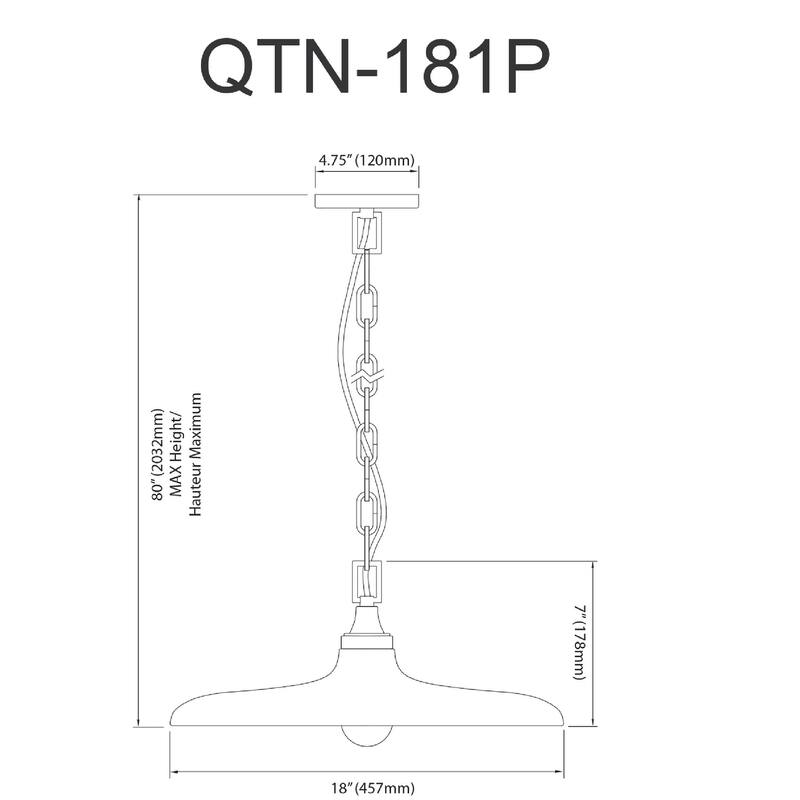 Dainolite Quentin 1 Light Pendant - 18"