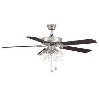 Trade Winds Levi 52" 3-Light Ceiling Fan in Brushed Nickel with Clear Bubble Glass