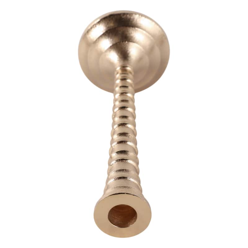 Aluminum Modern Taper Holder Sculpted Spiral Stem Textured Round Base
