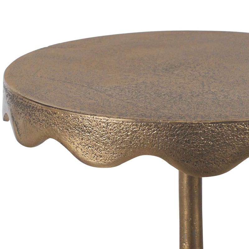 Copper Grove Brass Antique Aluminum Scalloped Round Accent Table