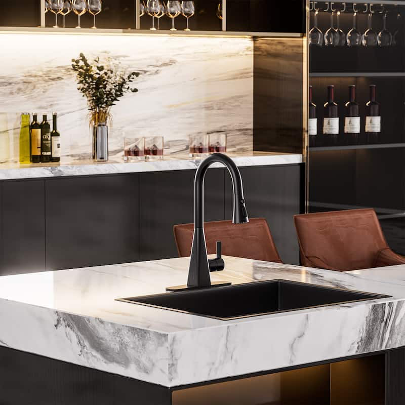 Smart Touchless Dual Sensor Pull Down Kitchen Faucet with Spout Swivel and 3 Function Sprayer