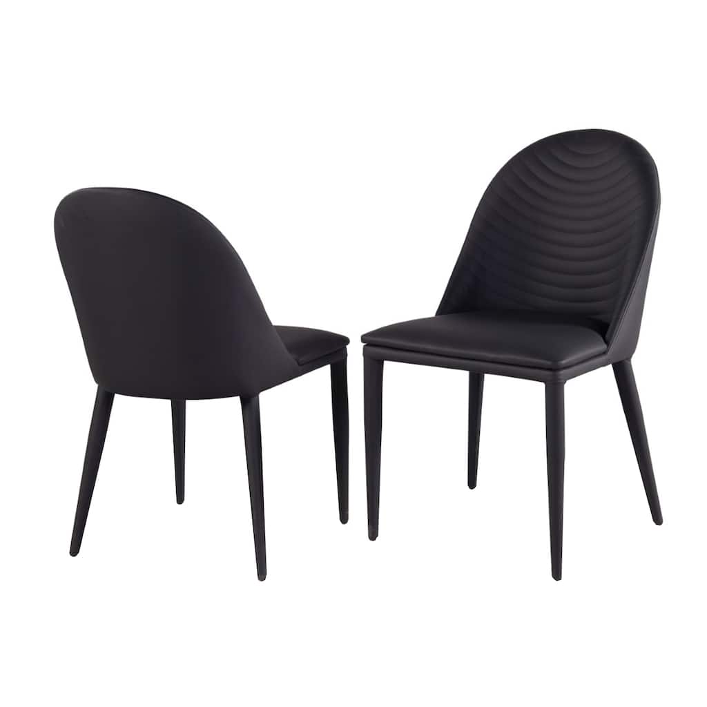 Set of 2 Leatherette and Metal Side Chairs with Curved Back