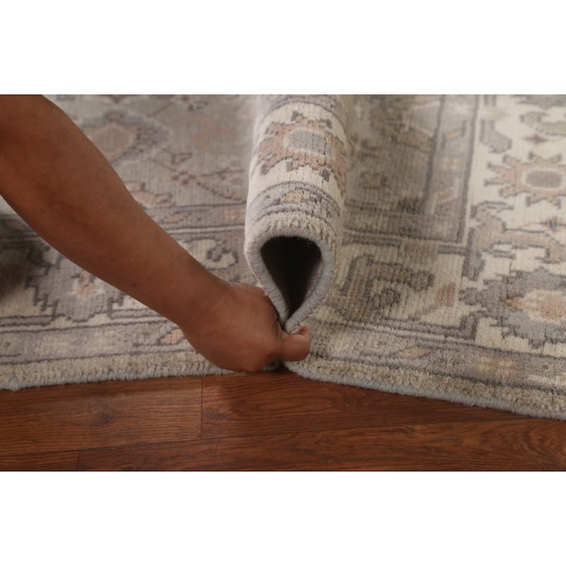 Beige / Ivory Oushak Area Rug Handmade Oriental Wool Carpet - 4'0"x 5'10"