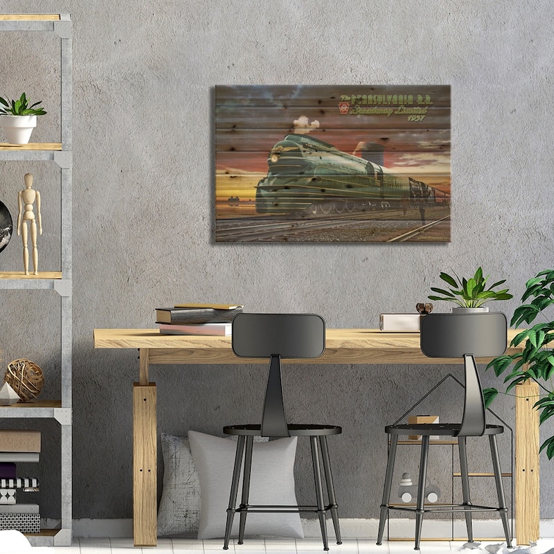Penn RR Print On Wood by Larry Grossman - Multi-Color
