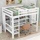 preview thumbnail 4 of 6, White Full Loft Bed with Desk and Shelves, Pine Wood and MDF Frame, Sturdy Guardrails