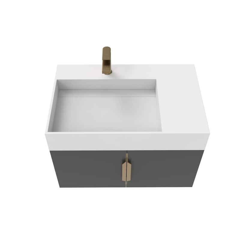 Amazon 30" Wall Mounted Bathroom Left Basin Vanity Set w/ White Top