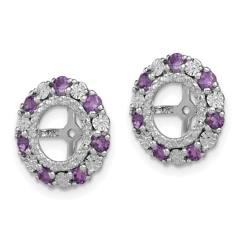 Curata 925 Sterling Silver 13mm Amethyst Earrings Jacket