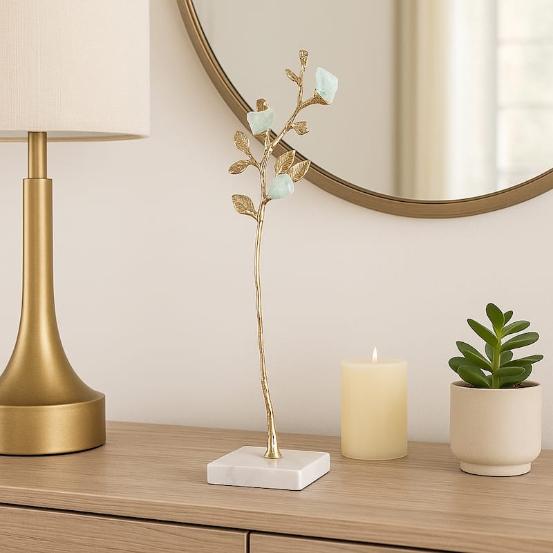 Metal Tree Sculpture on Marble Base Charming Living Room, Office, Home Decor