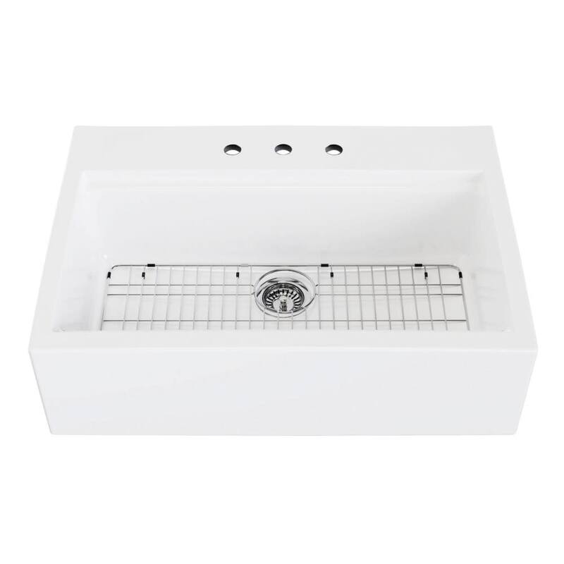 Kingston Brass KGPF342410Y38E Traditional 34-3/16" Farmhouse Single - Glossy White
