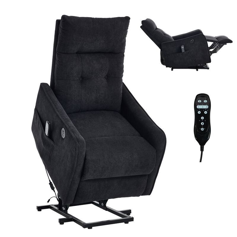 Single Motor Power Lift Recliner with USB Port and 155 Degree Recline