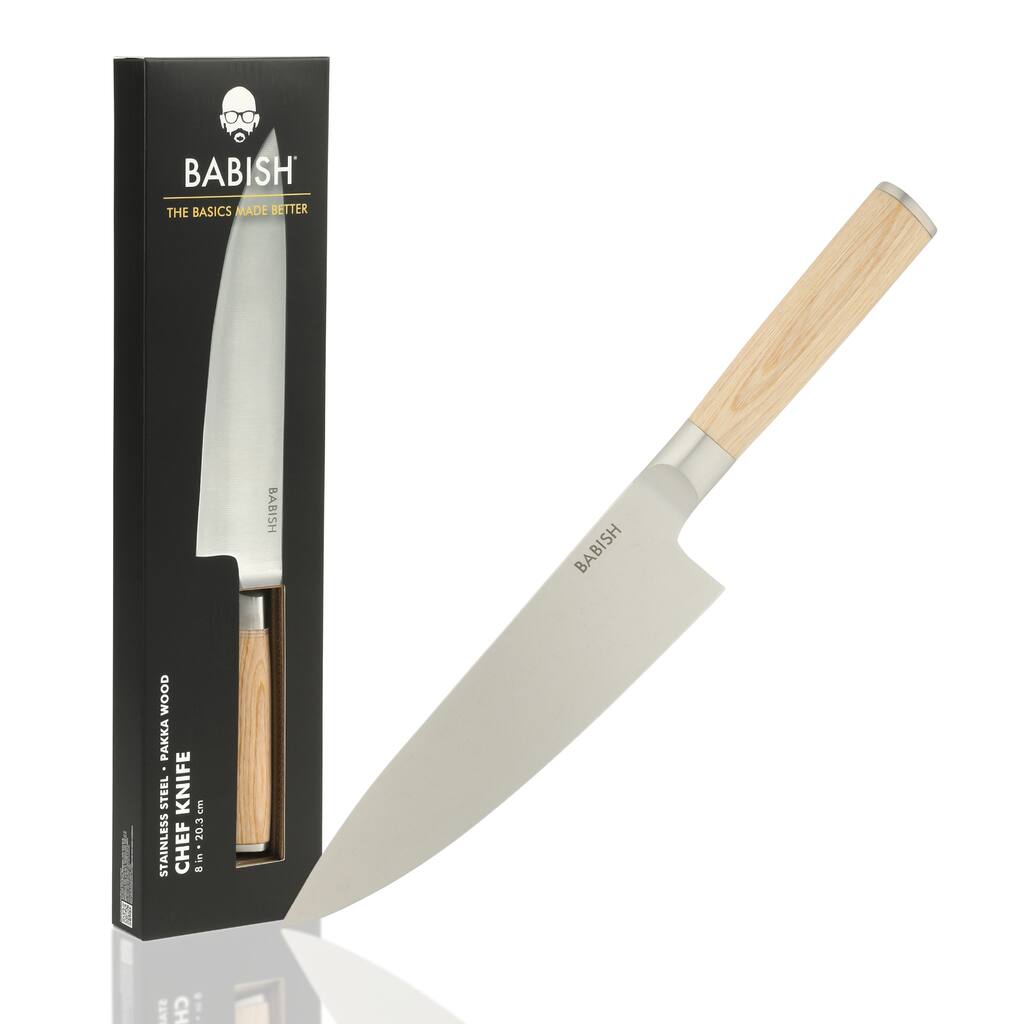 Babish High Carbon 1.4116 German Steel Full Tang 8-Inch Chef Knife - for Chopping, Slicing, Dicing & Everyday Prep
