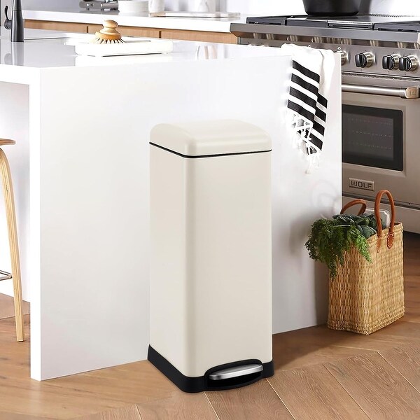 Stainless Steel Kitchen Trash Can, Soft Close Lid, Step Pedal