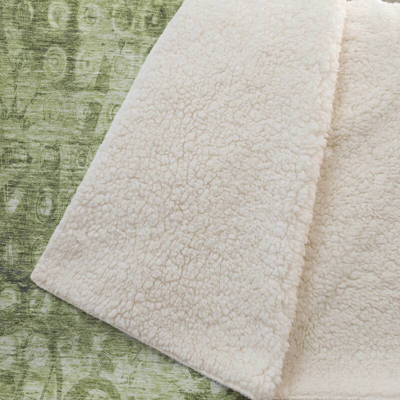 Premium Machine Washable Modern Prints Sherpa Throw Blanket