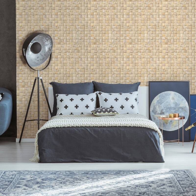 Galerie Wallcoverings Woods and Wicker Collection 3D Rattan Weave Optics Matte Finish Vinyl on Non-woven Wallpaper Roll