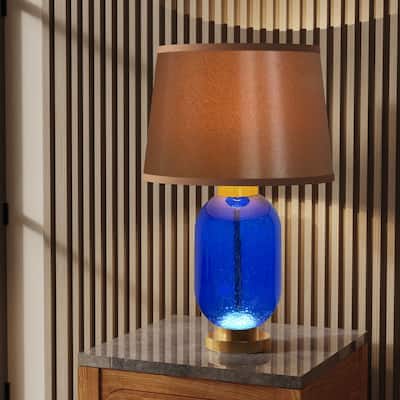 Modern Table Lamp Starry Sky Blue Glass Bottle Pedestal