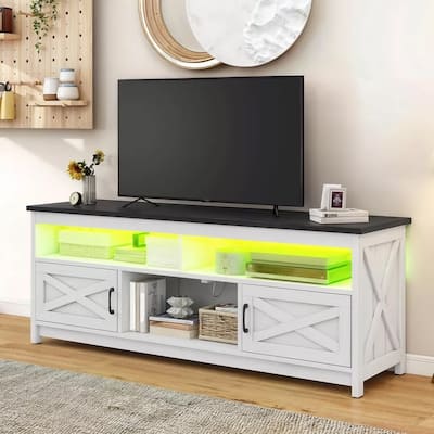 Farmhouse TV Stand for 75 65 Inch TV LED with Storage Cabinet - 65 inches