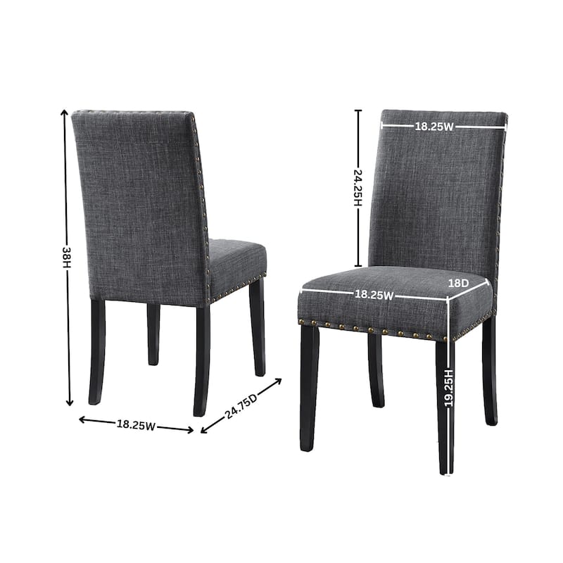 Fabric Dining Chairs with Nailhead Trim for Dining Room, Set of 2