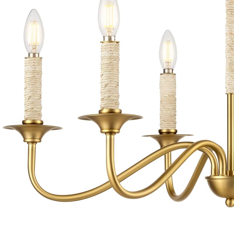 LamQee Rattan Kitchen Island Chandelier Corn Rope Woven Pendant