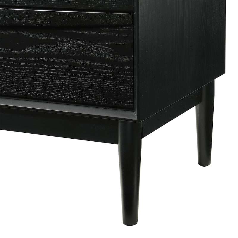 Artemio Mid-Century Black or Walnut Wood 6 Drawer Double Dresser