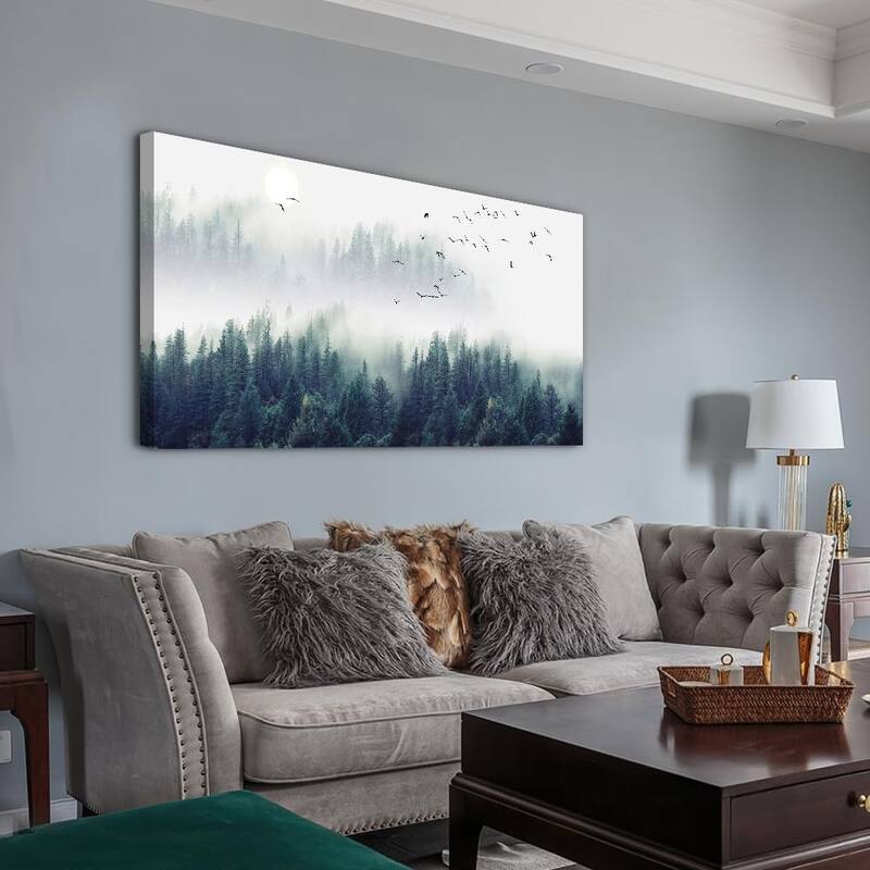 Mountain Forest Trees Landscape Canvas Art Wall Paintings
