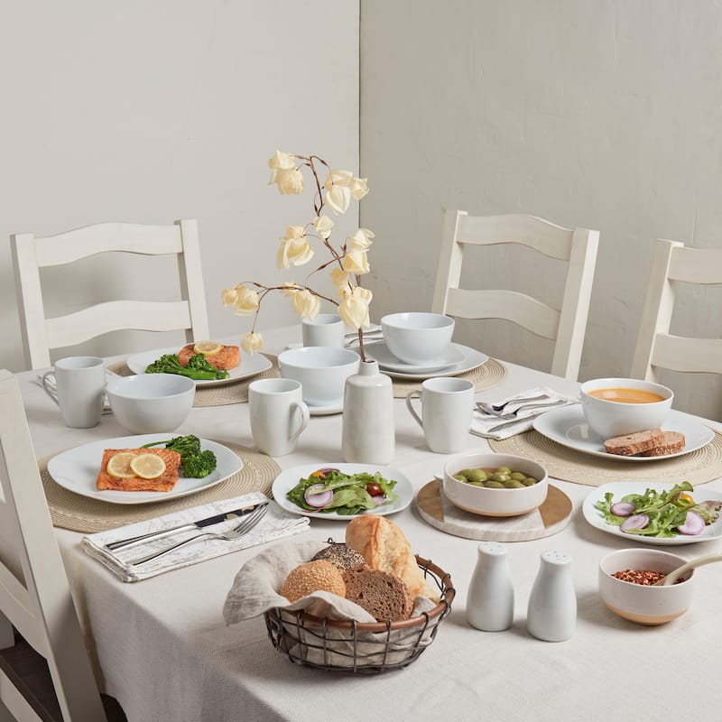 Logan 16pc Soft Square Porcelain Dinnerware Set