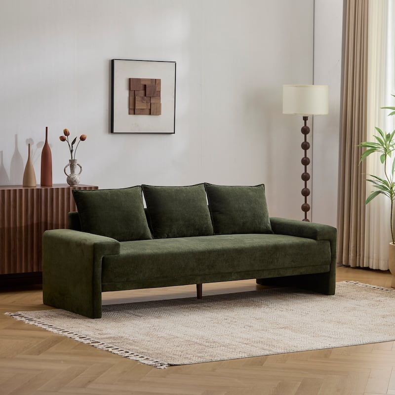 lgora Modern Upholstered 3-Seater Sofa with Wooden Frame Support - Green