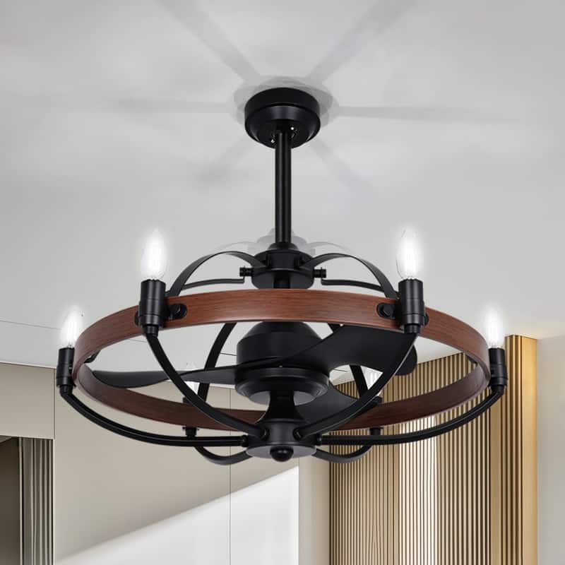 Farmhouse Modern Black LED Dimmable Ceiling Fan with Light and Remote Control 3 ABS Blades DC Motor for Bedroom Living Room