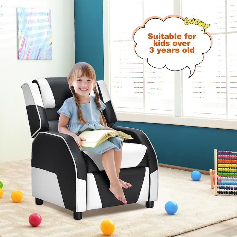 Costway Kids Youth Gaming Sofa Recliner w/Headrest & Footrest PU