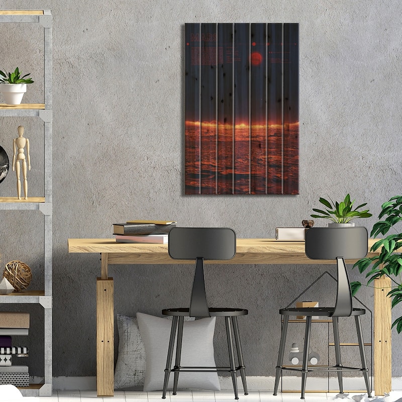 Mars Print On Wood by 2046 Design - Multi-Color