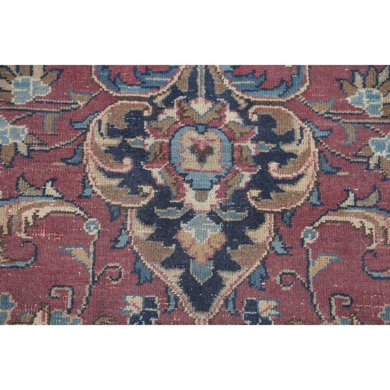 Distressed Traditional Mashad Persian Antiqu Rug Handmade Wool Carpet - 8'4"x 11'5"