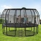 preview thumbnail 1 of 4, 15FT Trampoline for Kids with Upgraded Arc Pole and Composite TopLoop - Black