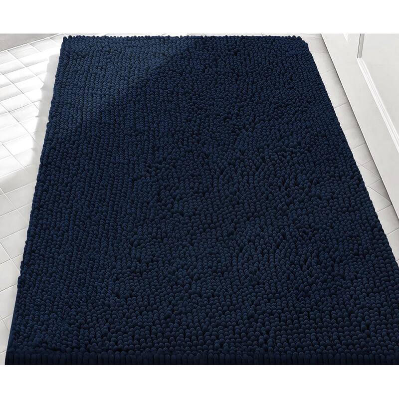 23"x15" - Navy Blue Soft Cozy Plush Chenille Bath Mat Bathroom Rug