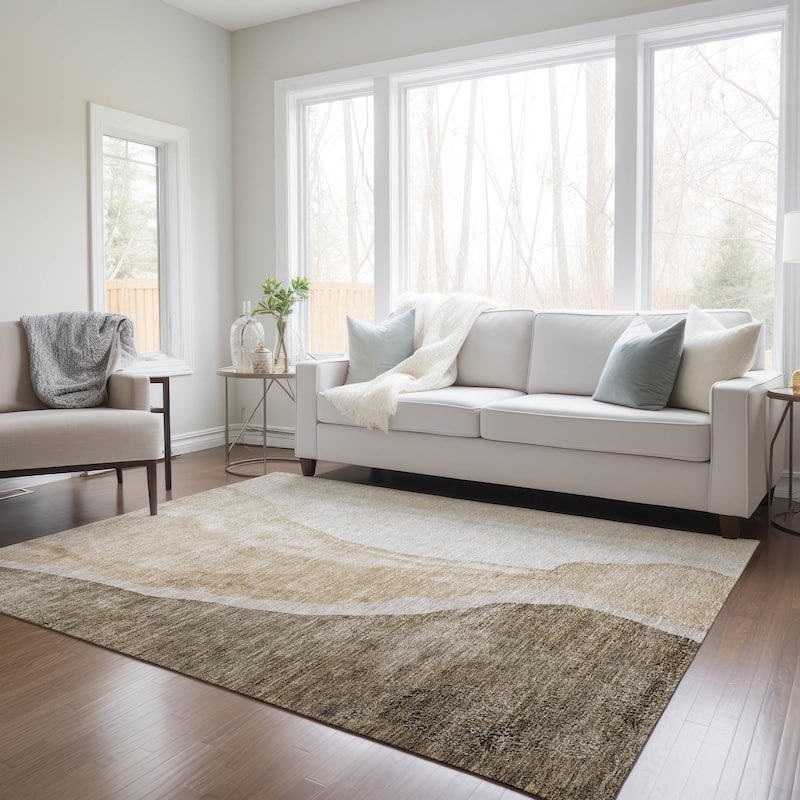 Machine Washable Indoor/ Outdoor Chantille Modern Abstract Rug