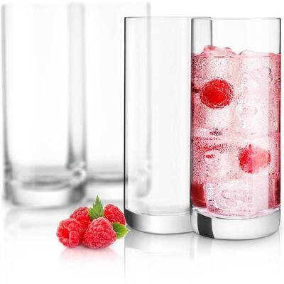 JoyJolt Stella Non-Leaded Crystal High Ball Glasses, 14.2 Oz Set of 4 Tumbler Drinking Glasses