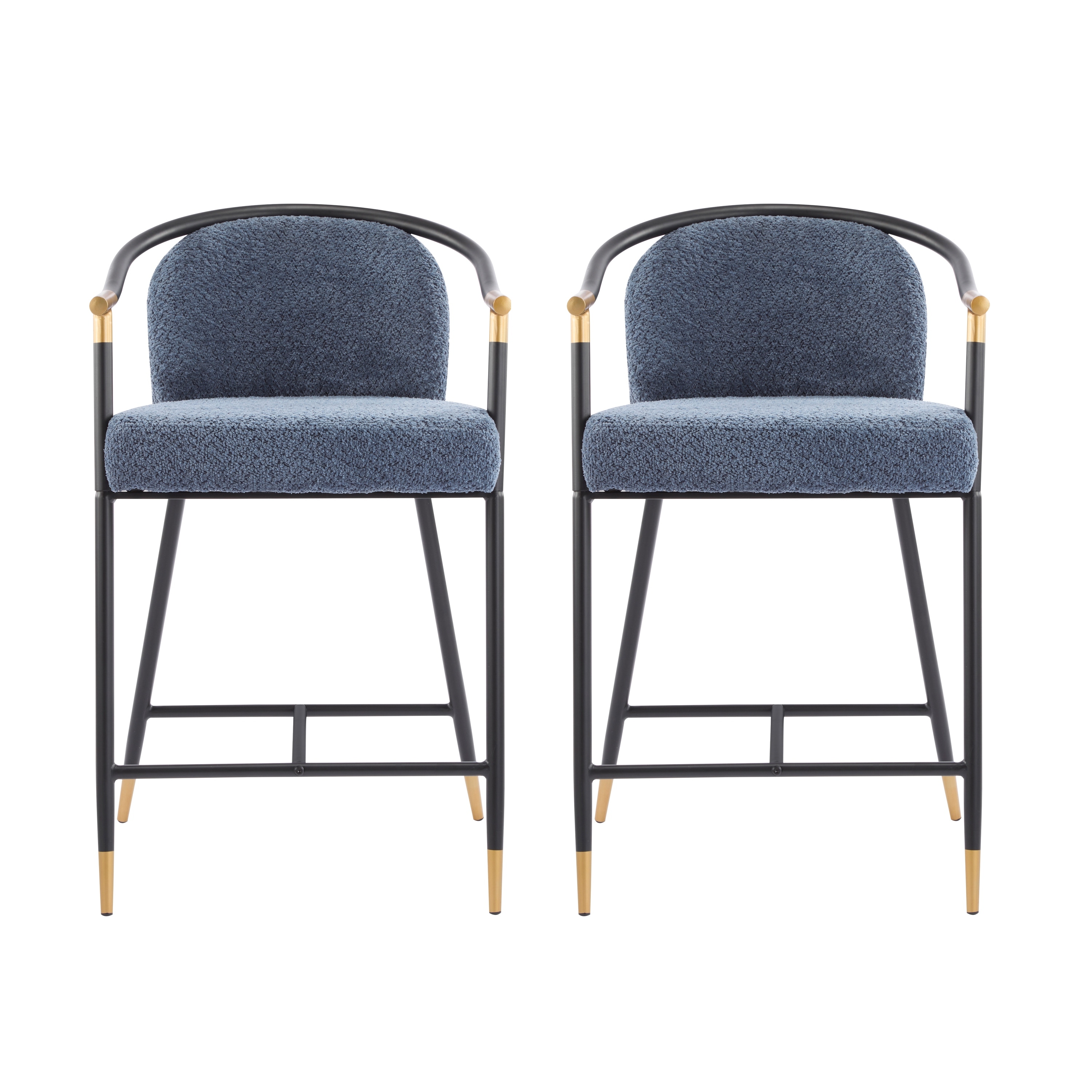 Roomfitters Upholstered Counter Stool Set of 2, Modern Metal Frame Bar Stool for Kitchen Island
