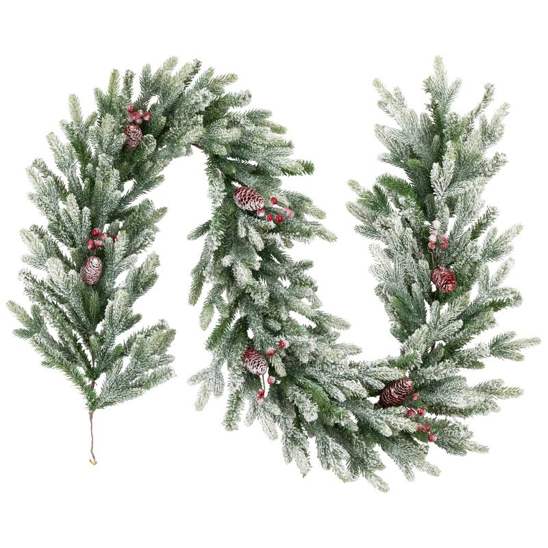 Real Touch™️ Flocked Snowcap Grove Fir Artificial Christmas Garland - 7' x 15" - Unlit