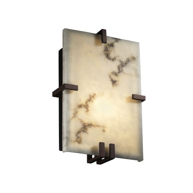Justice Design LumenAria Clips 2-light Dark Bronze ADA Wall Sconce, Faux Alabaster Shade