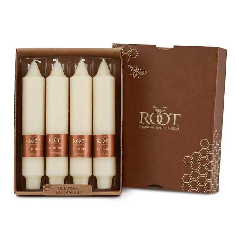 Root Unscented 7 In. Timberline Collenette Taper Candles box of 4 - 7 X 1-1/4 - Ivory
