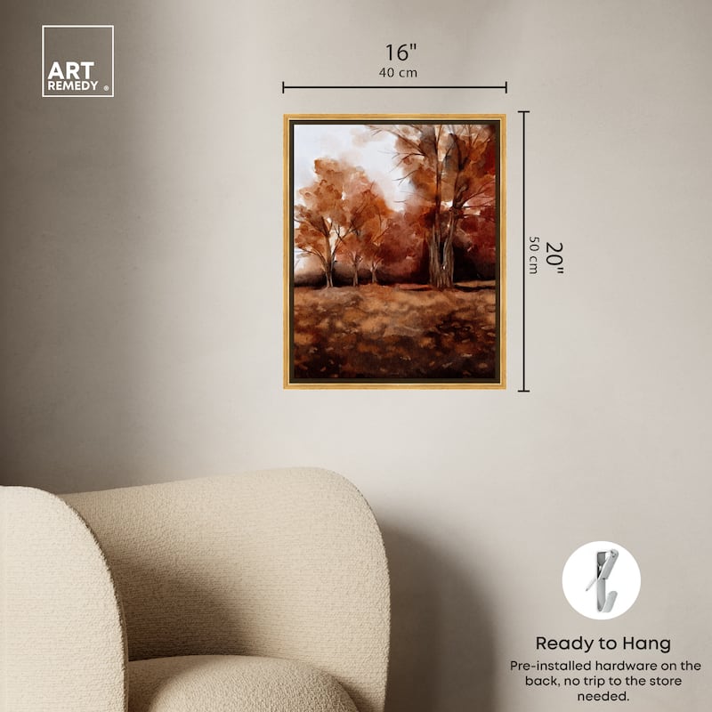 Art Remedy November Landscape Framed Landscape 1 Piece Canvas Wall Art Watercolor Style