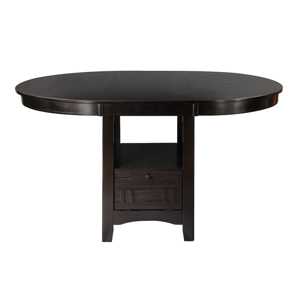 Dark Cherry Finish Counter Height 1pc Dining Table w Extension Leaf and Storage Base Traditional Design Dining Room Furn