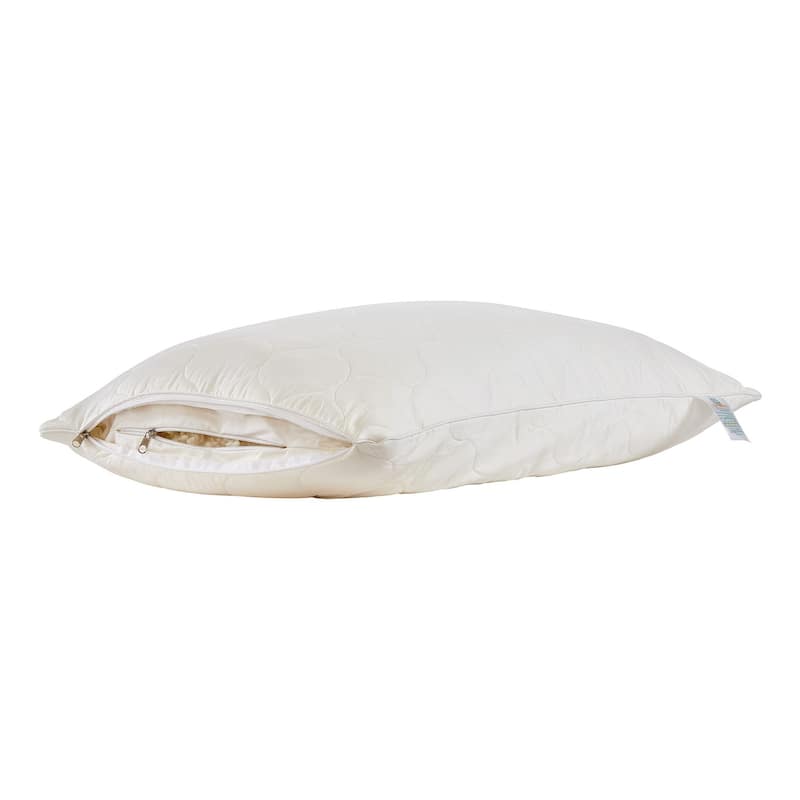 HomeRoots Cotton Wool Hypoallergenic King Size Bed Pillow - Ivory