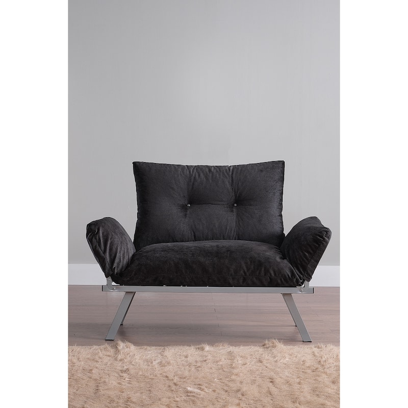 Metal Legs Futon Loveseat - Black