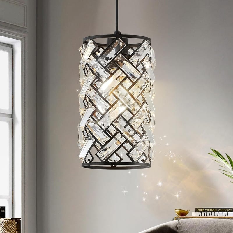 Farmhouse chandelier light black porch light crystal, metal pendant light