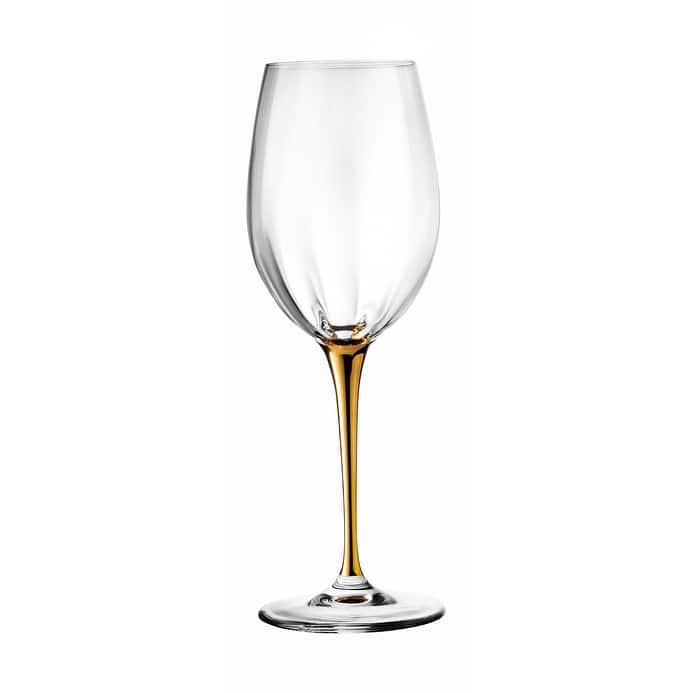 Majestic Gifts Inc European Glass Wine Goblet-Gold Stem-14Oz-Set/6