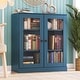 preview thumbnail 117 of 166, 100% Solid Wood 3-shelf Bookcase with Optional Doors by Palace Imports Clear Glass Doors - Teal Blue
