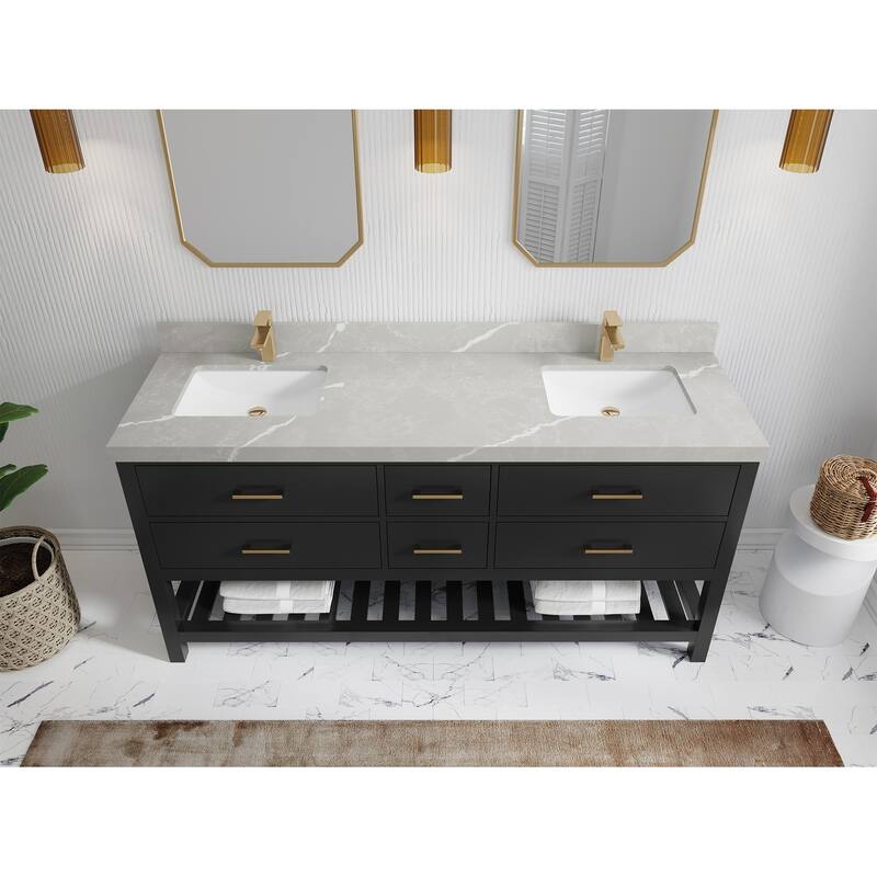 Willow Collections 72 in. W x 22 in. D Parker Double Sink Bathroom Vanity with Countertop