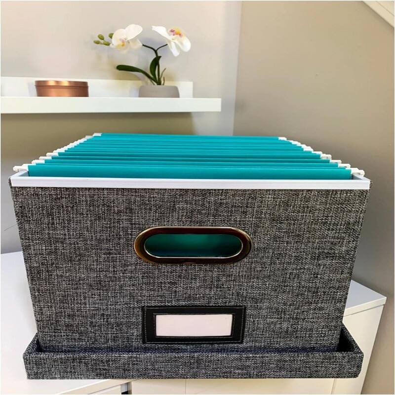 File Box Storage Organizer with lid - Gray