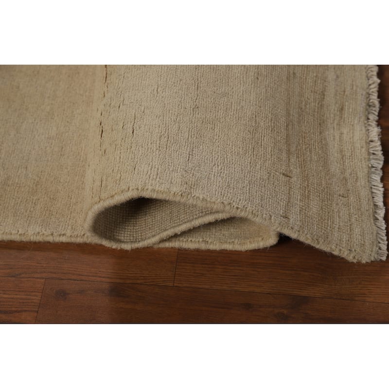 Beige Gold Modern Gabbeh Oriental Area Rug Hand-Knotted Wool Carpet - 4'1" x 5'9"